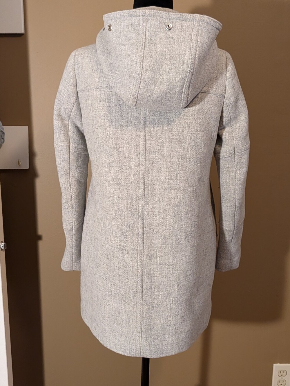 J. Crew Chateau Parka Italian Wool Stadium Cloth Light Gray Hooded A-Line Sz 2P. - Picture 12 of 13